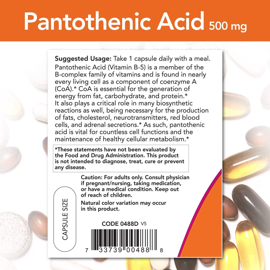 Jual Now Foods Pantothenic Acid 500 mg 100 250 Veg Capsules | Shopee  Indonesia