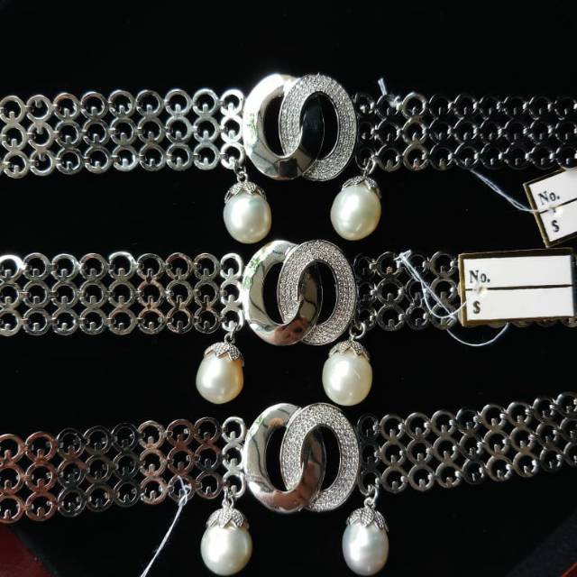 Gelang Mutiara Laut Rhodium Lapis Emas | 2 Pc Mutiara Laut Berat mutiara 3,5 gram
