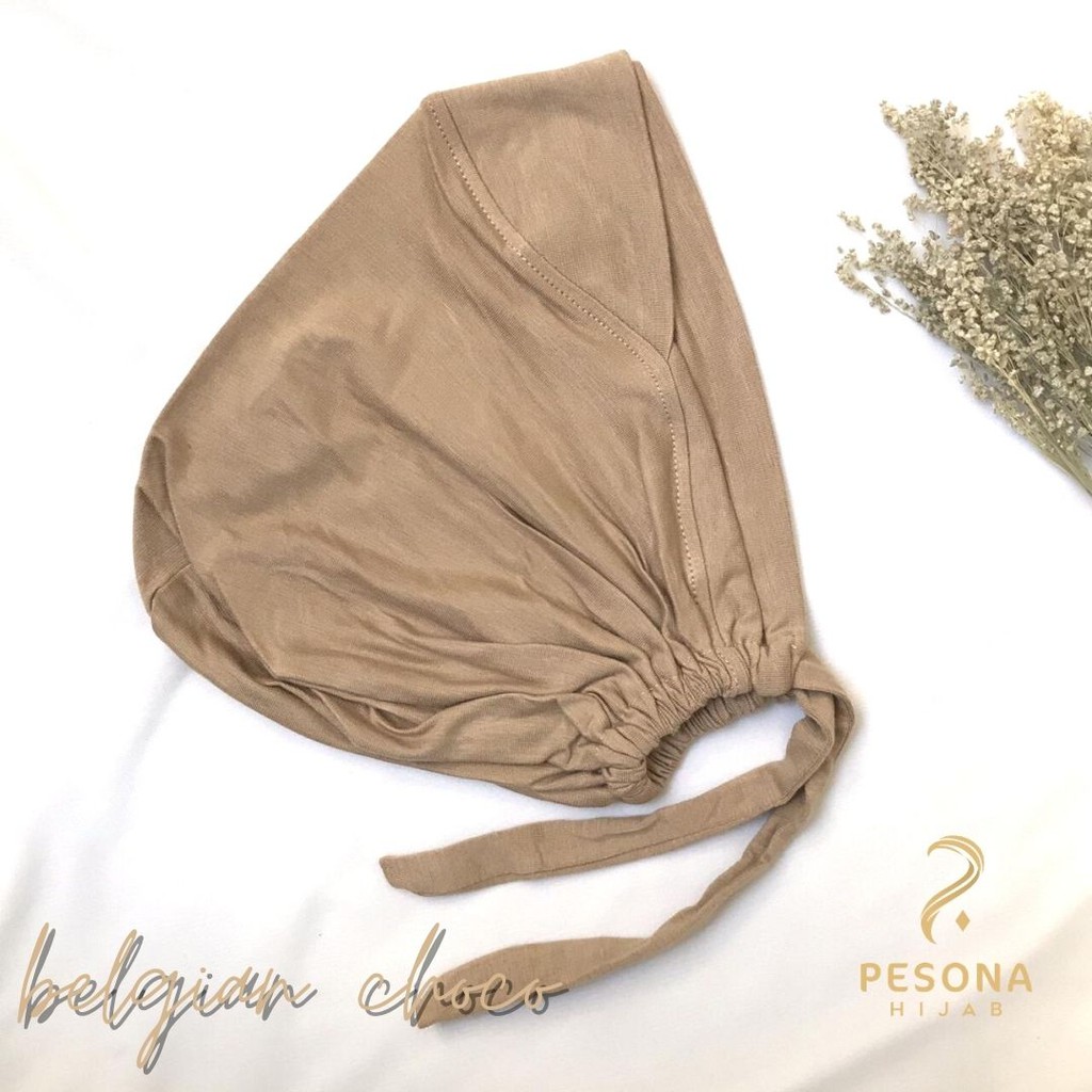 Ciput Turkey Silang/Inner Basic Turki Silang Menutup Kepala/Menyamarkan Wajah Bulat-Belgian Choco