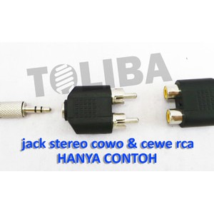 konektor converter cewe cover mini stereo 1 to 2 jack cowo male rca