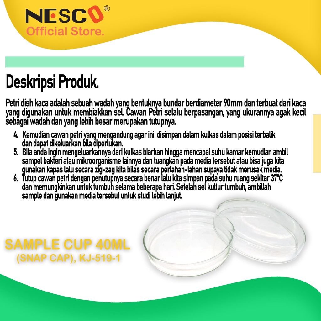 Nesco Petridish Kaca 90-150mm, 1-2ROOMS, 10pcs/bag, SM