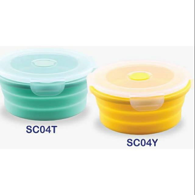 ♥BabyYank♥ BABY SAFE SC04 COLLAPSIBLE SILICONE FOOD CONTAINER 600ML TEMPAT MAKAN LIPAT SILIKON