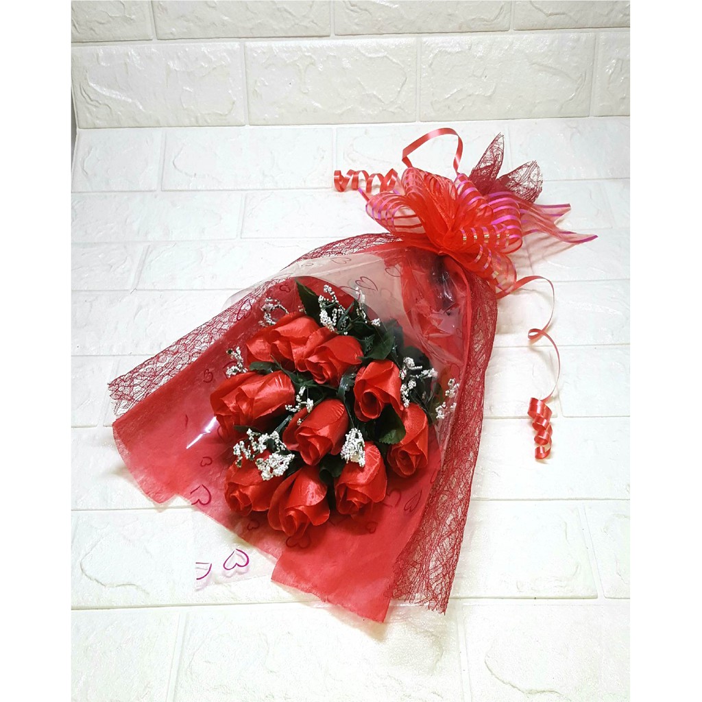 Buket Bunga Mawar Love - Buket 12 Mawar Valentine Romantis Wedding Wisuda