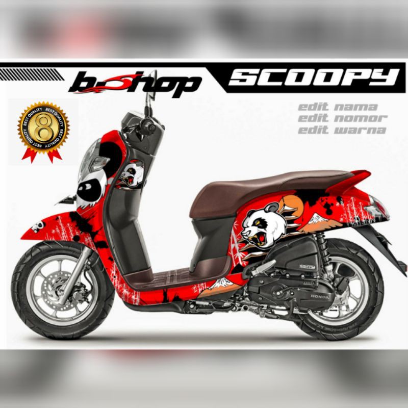 Decal Scoopy Full Body motif panda variasi merah