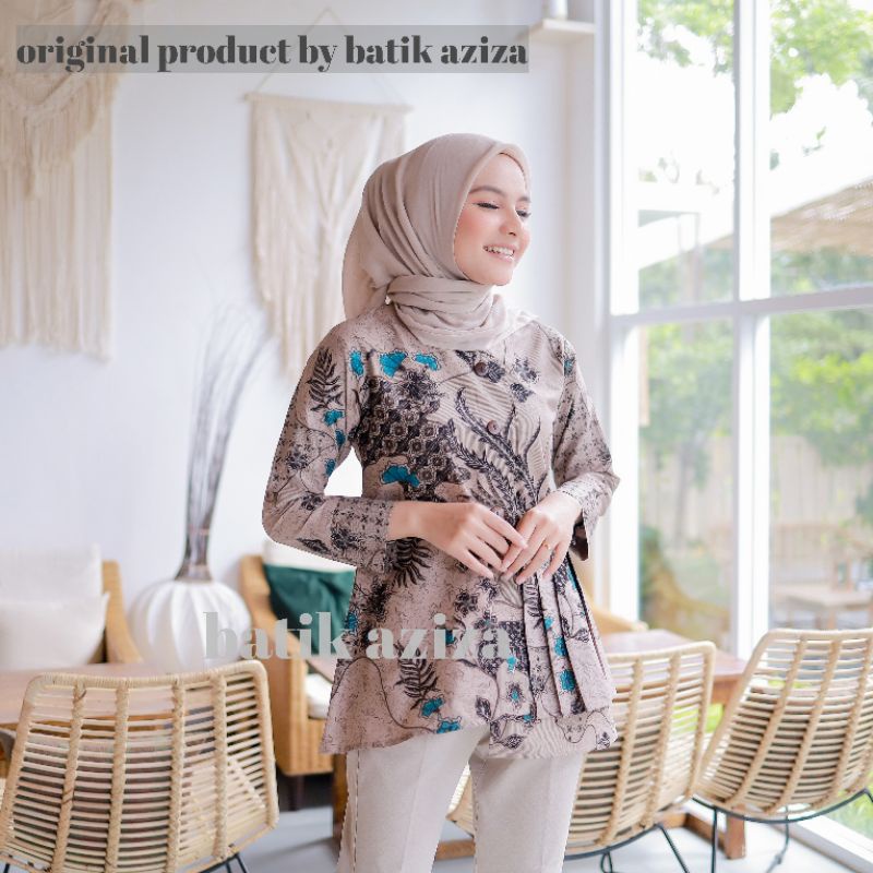 Atasan Batik Wanita Modern Terbaru Blouse Batik Wanita Lengan Panjang Motif Yasmina Batik Aziza
