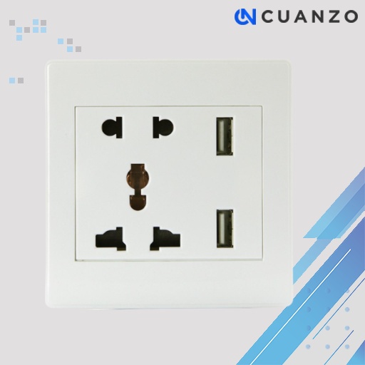 Kontak Universal UK EU US &amp; 2 USB Port  /  Saklar Dinding Tempel Rumah Broco Modern / Stop Kontak Usb Charger 2 Lubang Wall Socket Universal /Saklar Colokan Listrik Mengisi Daya Baterai Alat Elektronik Lainnya / Stop Kontak USB Charger Murah Original