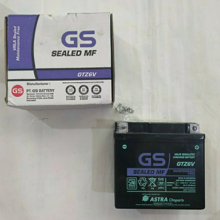 Accu kering GS GTZ6V Aki Motor Vario 125/150, Scoopy Esp , CB150R 12v5Ah