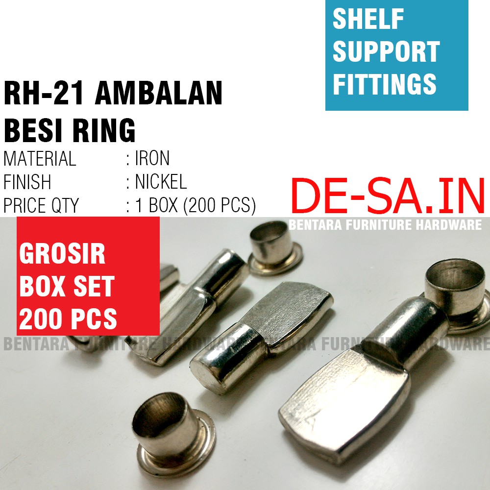 (Grosir) (200SET) Harfit RH-21 Ambalan Duplo Besi Ring Laki (Rak Kayu) - Shelf Support Fitting Huben
