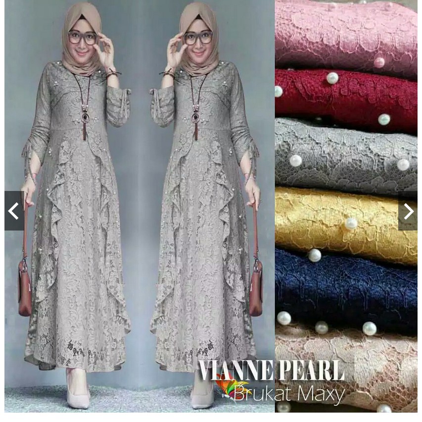 MAXY VIANNE GAMIS BRUKAT CORNELI TULANG TIMBUL GLITTER | FASHION MUSLIM MURAH BROKAT PREMIUM MUTIARA