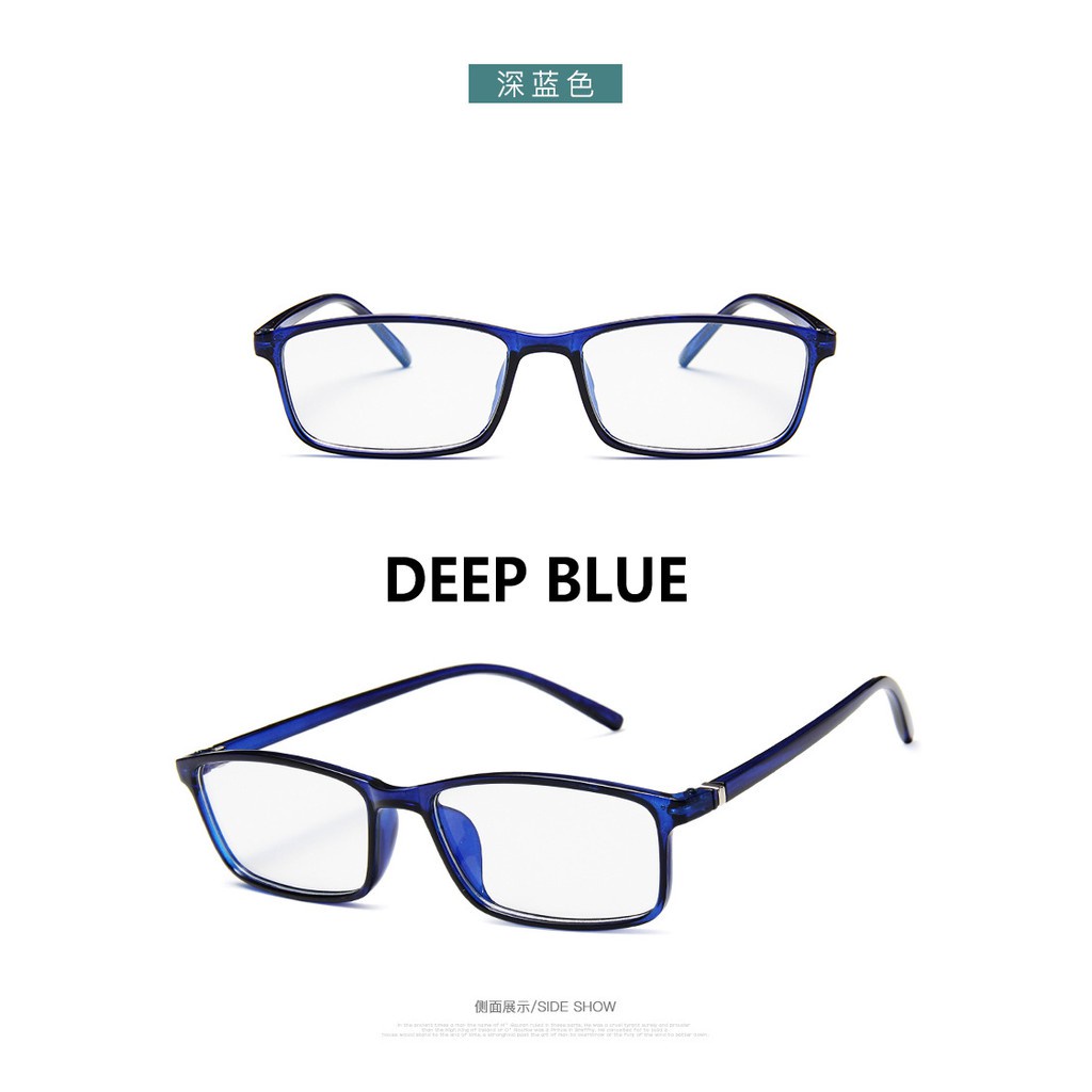 【Bayar di tempat】COD (San9)Komputer Kecil Anti-radiasi Kacamata Anti-biru Bingkai Kacamata Pria/Wanita-2 DEEP BLUE