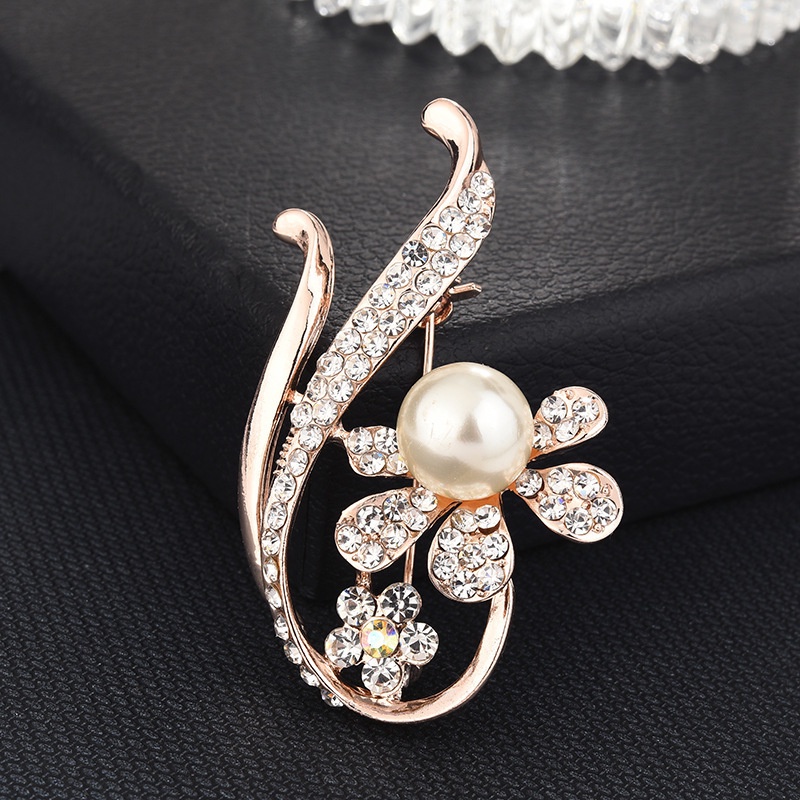 Candy Jewelry Fashion Korean Butterfly Brooches Gold Color Pearl Brooch Pins Rhinestone Breastpin for Women bros hijab-#14