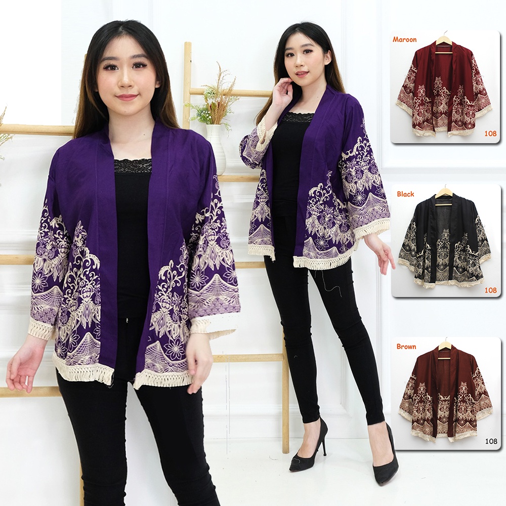 𝑱𝒂𝒌𝒂𝒓𝒕𝒂𝑭𝒂𝒔𝒉𝒊𝒐𝒏 BISA COD kardigan kimono rumbai katun etnik motif batik bohemian cardigan rumbai-0