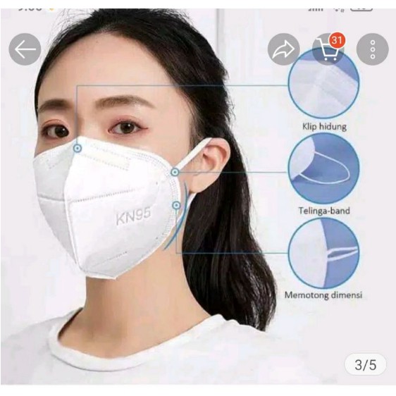 MASKER KN95 FICHE isi 20/box ORIGINAL