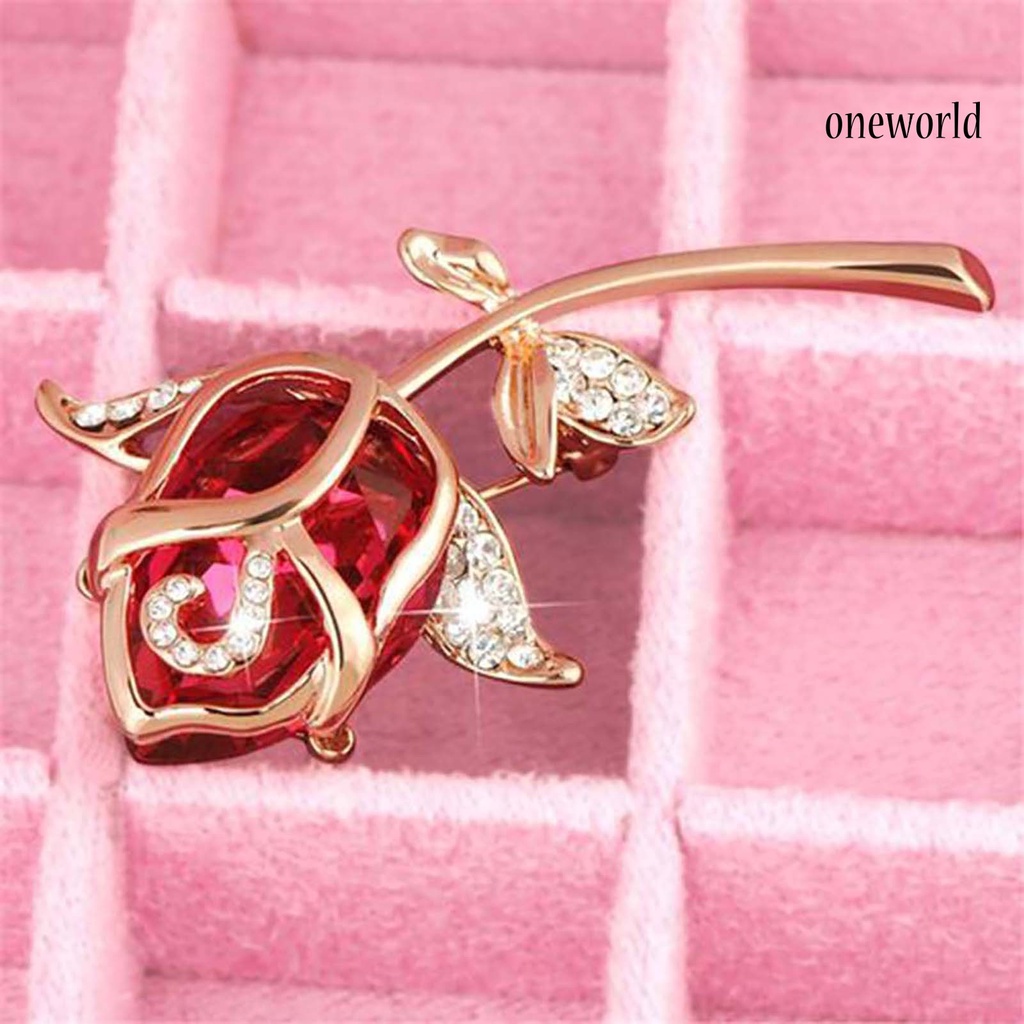 OW@ Brooch Stylish Rose Flower Design Alloy Women Girls Button Brooch for Bouquet