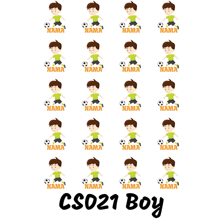 

Sticker Nama Cutting Label Waterproof Tahan Air Boy Sport 21 (CS021)