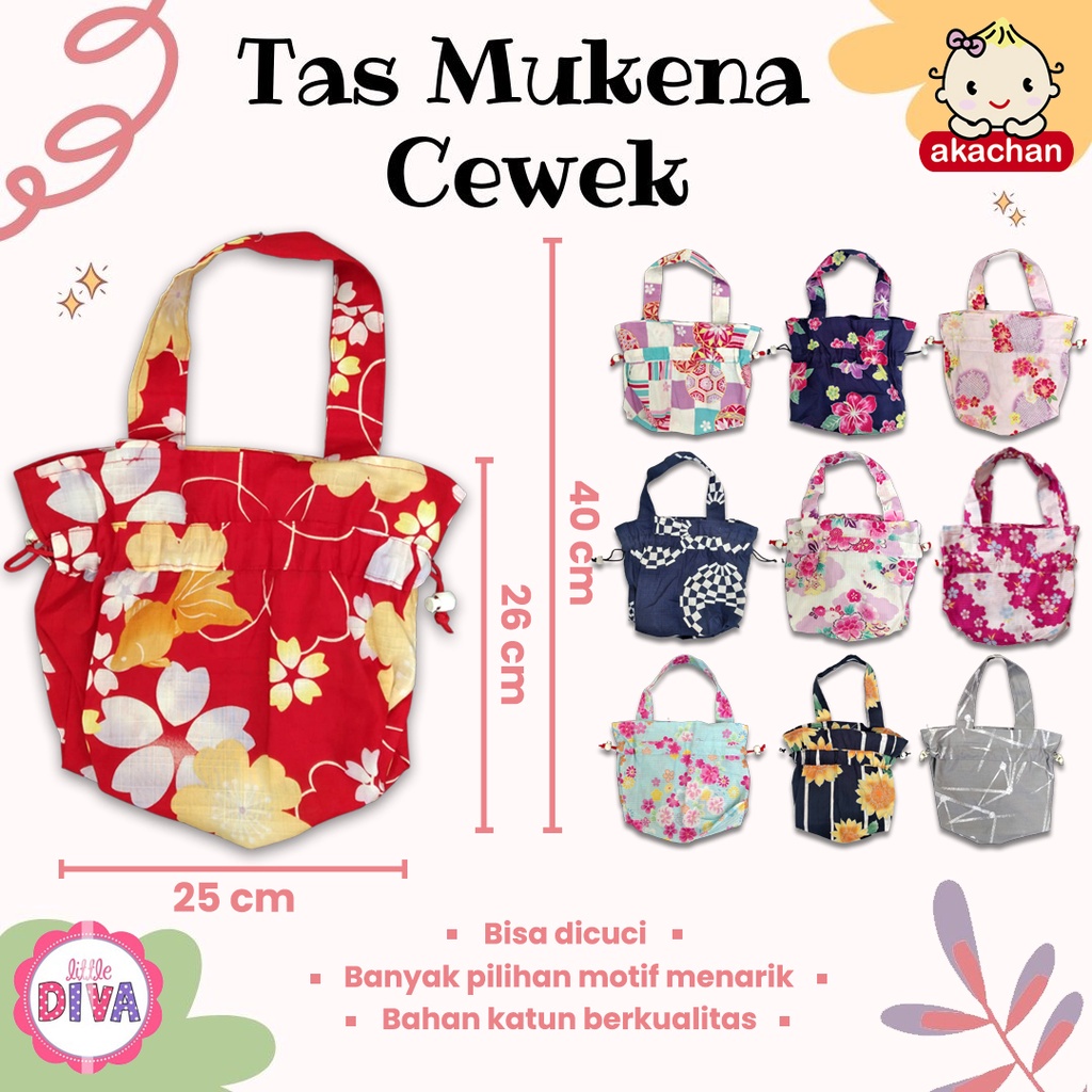 TAS MUKENA MOTIF BUNGA Akachan - Tas Rukuh Cewek Bahan Katun Berkualitas