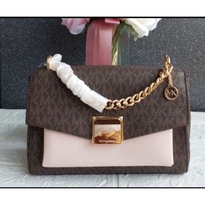 michael kors mk lita brown blush pink original