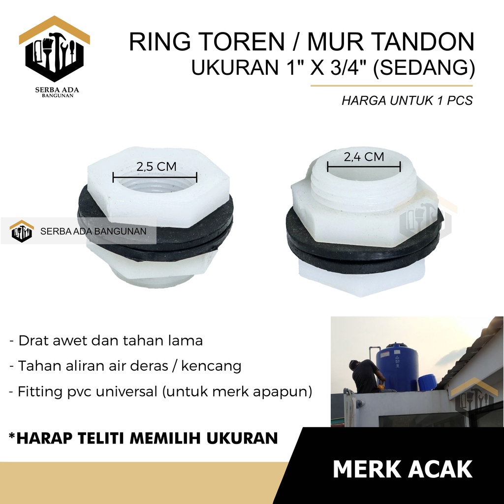 RING TOREN AIR TANDON / BESAR KECIL SEDANG MUR PVC KUALITAS TEBAL KUAT BAGUS TAHAN LAMA