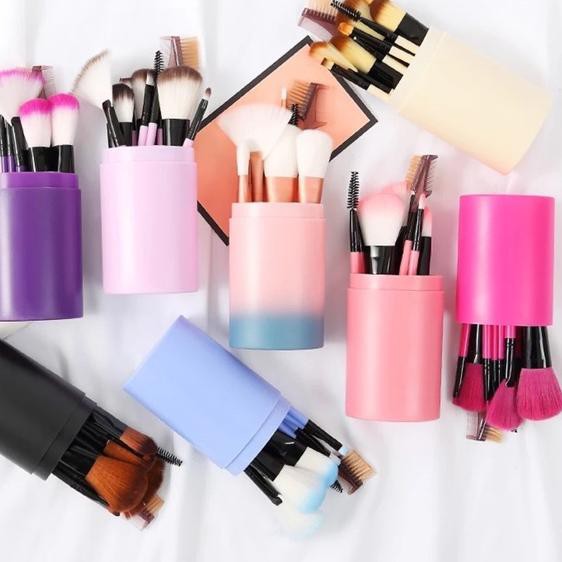 Kuas Make Up Tabung 12 Pcs Brush Make Up Set Tube Kuas Make-Up Foundation Make Up Brush Tabung K136