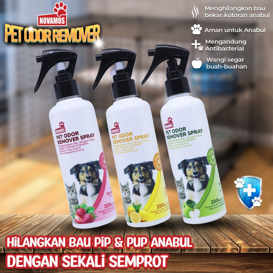 Novamos Penghilang Bau Kotoran Kucing dan Anjing Pet Odor Remover Spray 250 ML