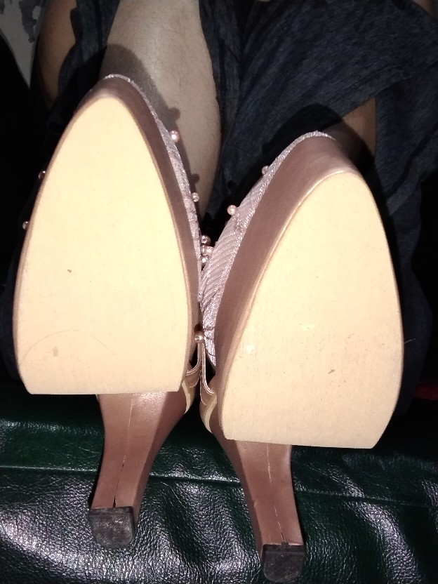 Sepatu Purri Rosegold Abstrak Lace Mutiara Tabut Tinggi 12cm