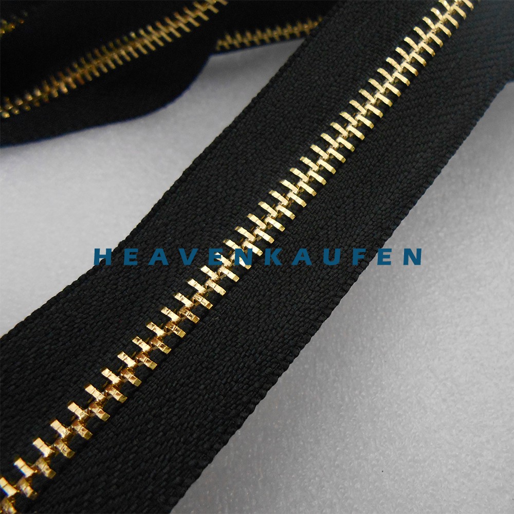 Resleting Zipper Amco Type Gigi Besi No 5 Hitam - Gold Emas Harga Per Meter