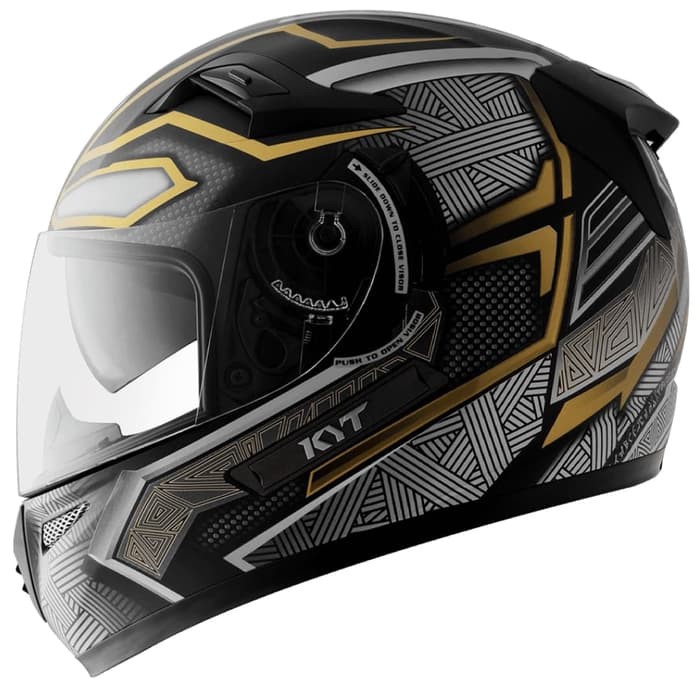 OFC HELM KYT K2RIDER BLACK PANTHER BLACK DOFF GOLD DOUBLE VISOR HELM KYT