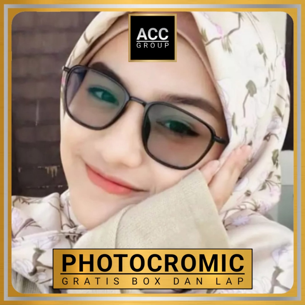 PAKET Kacamata Photocromic Blueray Anti Radiasi Vintage Wanita Pria Terbaru Import Fashion