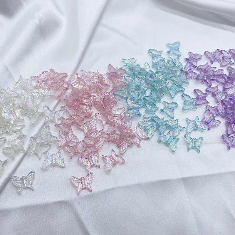 30pcs Color AB Charms Butterfly Shape Manik-Manik Akrilik Manik-Manik Spacer Longgar Untuk Membuat Perhiasan DIY Handmade Gelang