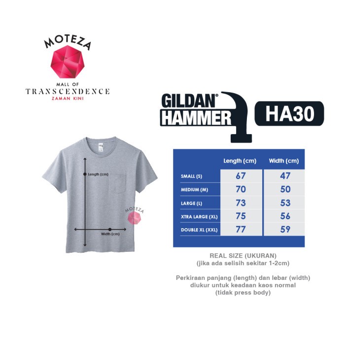 Kaos Polos Saku Combed 20s - GILDAN HAMMER HA30 Pocket Heavyweight