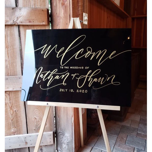 WELCOME SIGN AKRILIK / WEDDING SIGN/ BACKDROP/ PAPAN NAMA PROFUK, NAMA TOKO AKRILIK WARNA HITAM