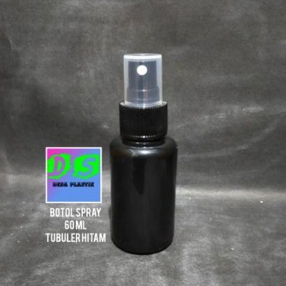 BOTOL SPRAY 60 ML TUBULER HITAM TUTUP SPRAY HITAM