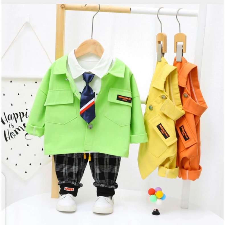 setelan jas blazer tuxedo dasi formal anak cowok import model korea - setelan blazer kemeja celana a