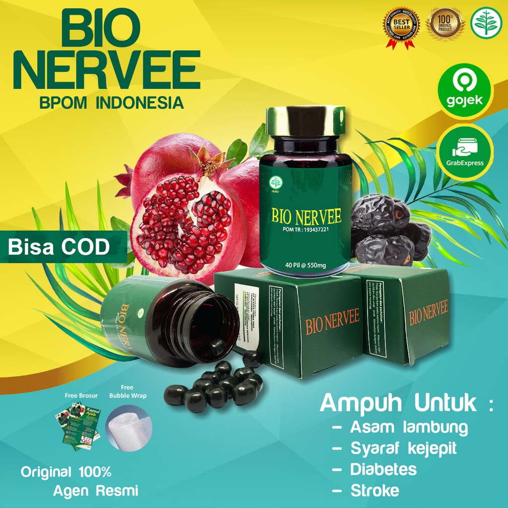 Obat Herbal Asam Urat Bio Nervee 100% Original Malaysia Bionerve Bionervee Obat Struk Lambung Ampuh-Lokal Indonesia