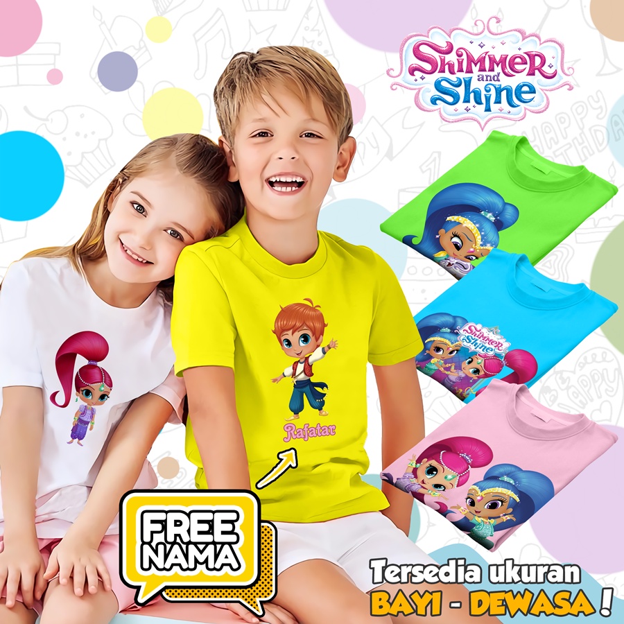 [FREE NAMA!!] Baju Kaos COUPLE  ANAK DAN DEWASA SHIMMER AND SHINE BANYAK MOTIF