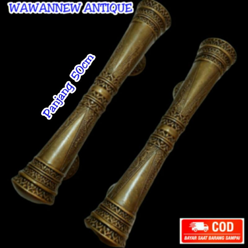 Handle Pintu / Gagang Pintu Rumah Pagar Kuningan Antik Murah Motif Ukir 50cm