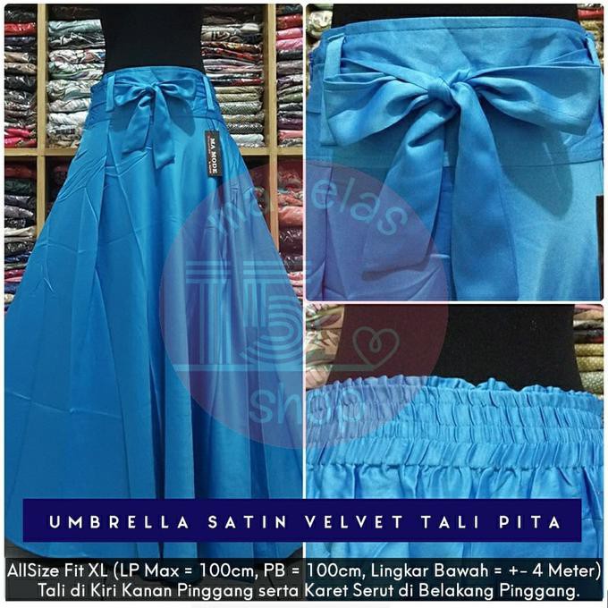 Rok Payung Satin Velvet Pita Lebar Polos Panjang Maxiskirt Benhur Muda "Harga Promo"