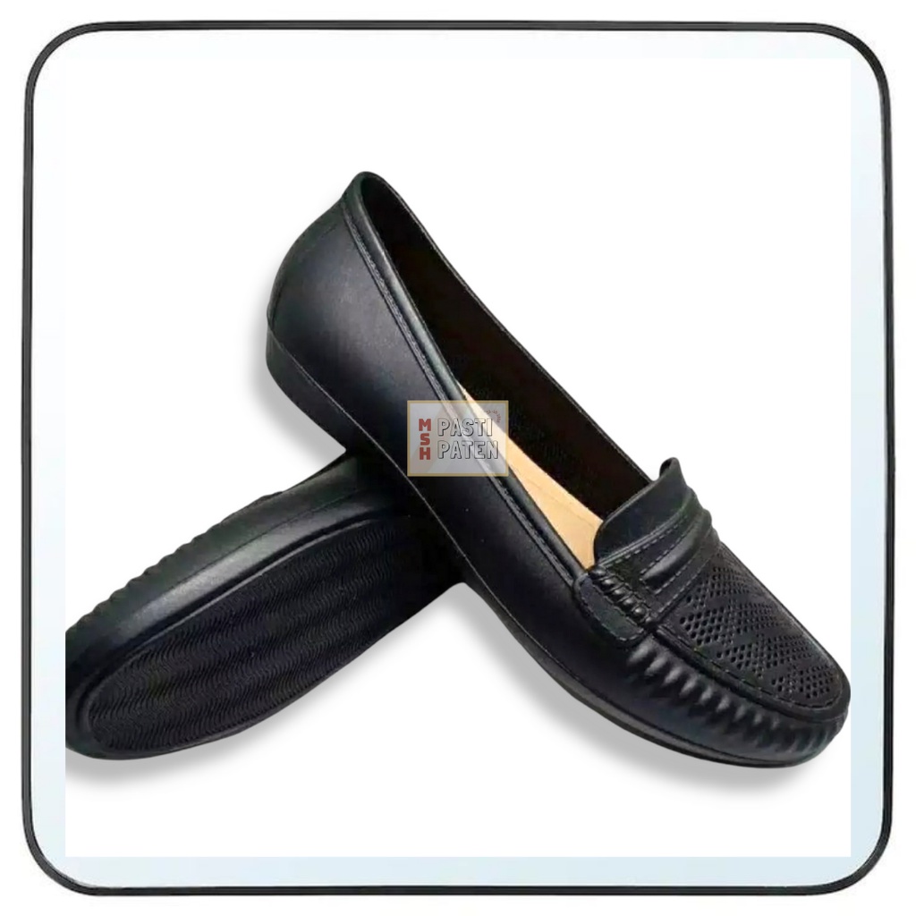 Flatshoes hitam wanita ukuran 36-40 original fuhaha tj707 Sepatu kerja