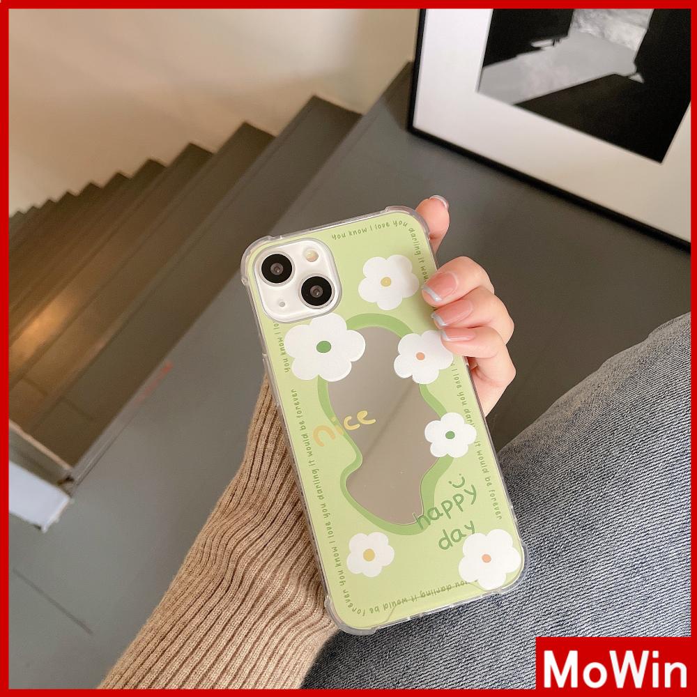 iPhone Case Acrylic HD Makeup Mirror Airbag Shockproof Protection Camera Green Tulip Flowers Compatible For iPhone 11 iPhone 13 Pro Max iPhone 12 Pro Max iPhone 7 Plus iPhone xr