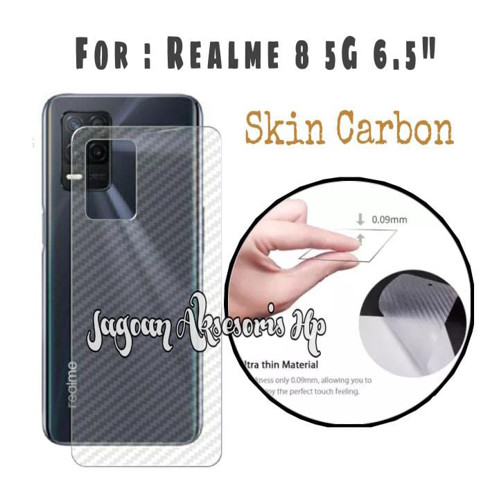 GARSKIN Sticker Carbon Realme 8 5G 6.5 Inchi Skin Carbon Transparan Fiber Protection Back Sticker Ca