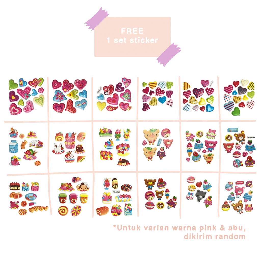 Shifra Tempat Pensil Case Box Plastic Rigid Pink Blue Grey (Free 1 Sticker Random)