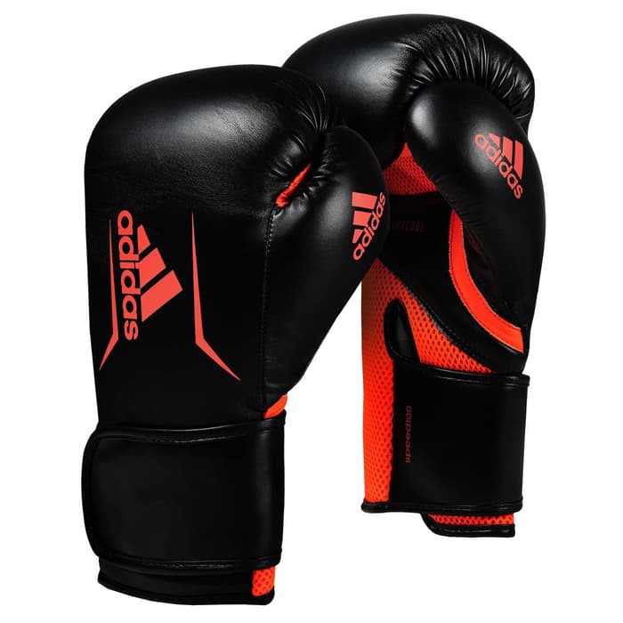 Sarung Tinju Muaythai Adidas Speed 100 Boxing Gloves Black Solar Red