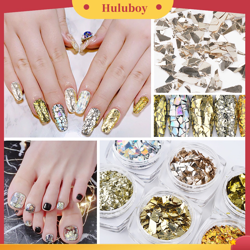 Huluboy Huluboy♡ Glitter Cellophane Asimetris Untuk Dekorasi Nail Art DIY