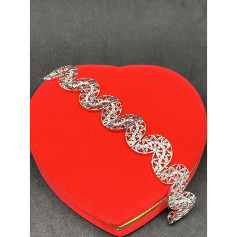 gelang emas asli mas putih kdr 750 model fancy bermata