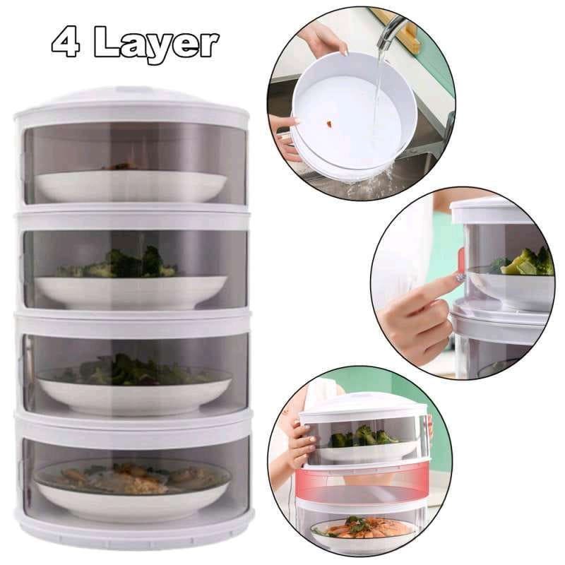 Tudung saji 4 susun tempat penyimpanan makanan tetap hangat rak makanan meal cover multi layer enyimpanan Masakan Makanan Portable