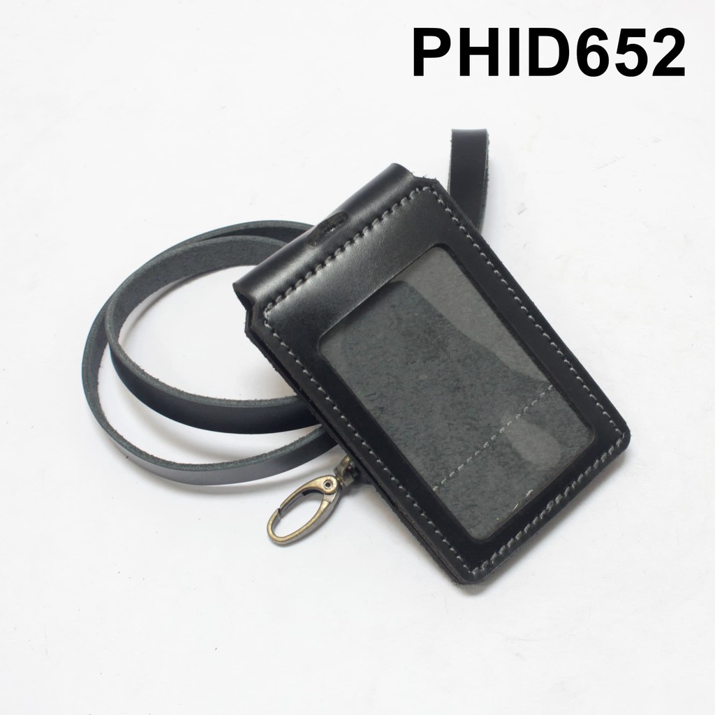 

id card holder model lipat - name tag magnet tali warna hitam PHID652