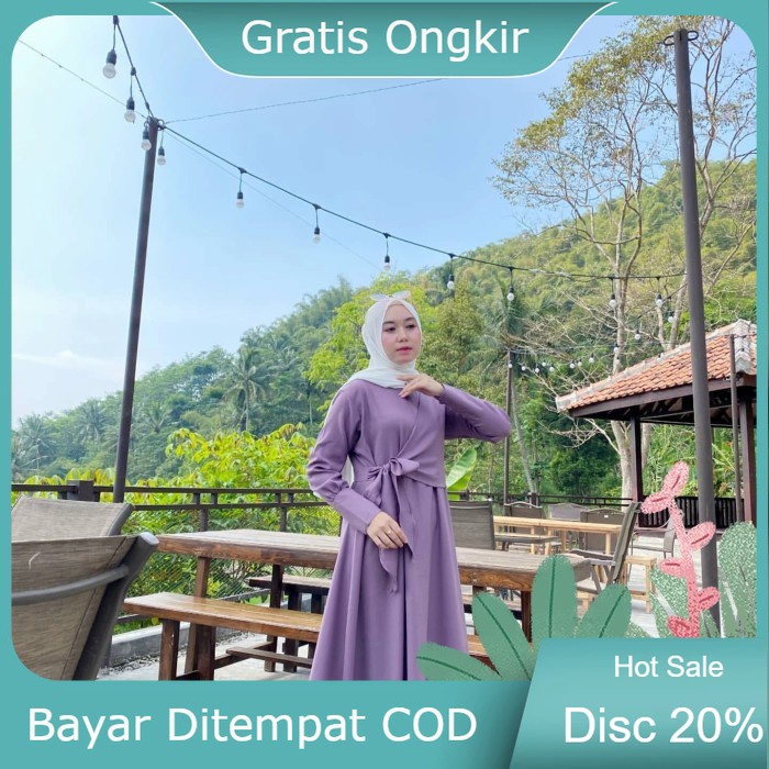 Baju Gamis Syari Wanita Terbaru Gifani Dress Jumbo Murah - Lavender