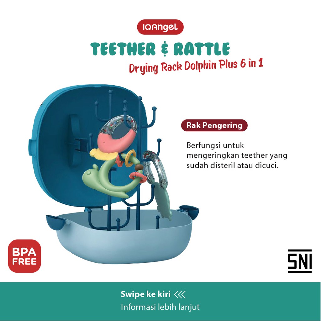IQ Angel Drying Rack Dolphin Plus 6in1 Teether Toy / Teether Rattle Bayi / Rak Botol Susu Bayi-2