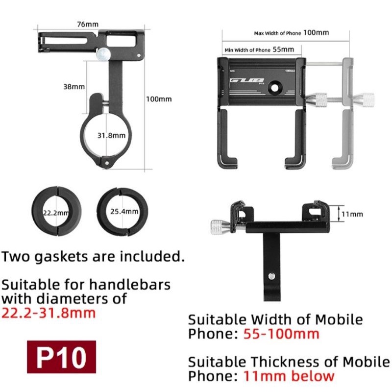 holder handphone motor GUB P10 aluminium