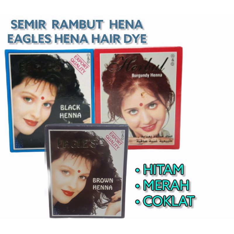 Semir rambut hena eagles hitam,merah,coklat hena hair dye